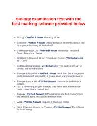 Biology examination test with the best marking scheme provided below
