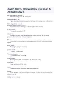 AACN CCRN Hematology Questions & Answers 2024