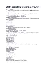 CCRN neonatal Questions & Answers