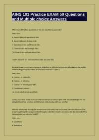 AINS 101 Practice EXAM 50 Questions and Multiple choice Answers