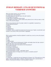 INMAN DOMAIN 1 EXAM QUESTIONS &  VERIFIED ANSWERS