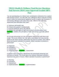 NR222 Health & Wellness Final Review Questions and Answers