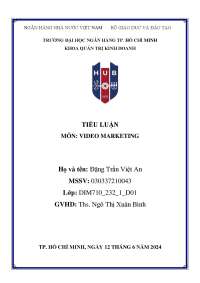 Bài tiểu luận cá nhân môn Video Marketing