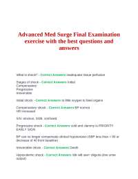 Advanced Med Surge Final Examination exercise with the best questions and answers