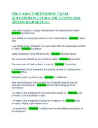 ESCO AIR CONDITIONING EXAM QUESTIONS WITH ALL SOLUTIONS 2024 UPDATED GRADED A+.