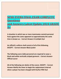 NFHS EVENS FINAL EXAM COMPLETE Questions and Answers Latest Update 2024 GRADE A+