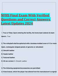 NFHS Final Exam With Verified  Questions and Correct Answers Latest Updates 2024