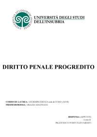 DIRITTO PENALE PROGREDITO (Sistema sanzionatorio - Parte speciale: delitti)