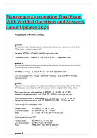 Management accounting Final Exam  With Verified Questions and Answers  Latest Updates 2024