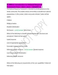 IS-0800.d: Introduction to National Response Framework Exam Q&As Latest, [GRADED A+.]