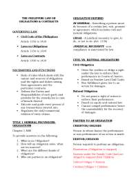 Obligations and Law - Lecture notes