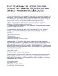 TNCC 20th Edition TNP LATEST 2023-2024 EXAM WITH COMPLETE 75 QUESTIONS AND CORRECT ANSWERS