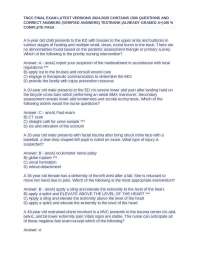 TNCC FINAL EXAM LATEST VERSIONS 2024-2025 CONTAINS 1500 QUESTIONS AND CORRECT ANSWERS (VER