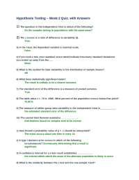 Hypothesis Testing – Week 2 Quiz. with Answers