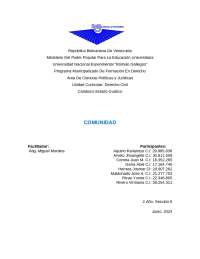 La comunidad en el Derecho Civil Venezolano - Prof. Perez