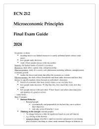 (ASU) ECN 212 Microeconomic Principles Final Exam Guide 2024