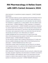 RN Pharmacology A Relias Exam with 100% Correct Answers 2024