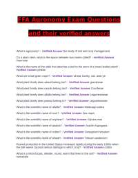 FFA Agronomy Exam Questions and their verified answers