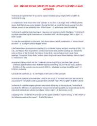 ASE - ENGINE REPAIR COMPLETE EXAM UPDATE QUESTIONS AND ANSWERS