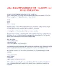 ASE A1 (ENGINE REPAIR) PRACTICE TEST – CUMULATIVE 2024-2025 ALL DONE SOLUTION