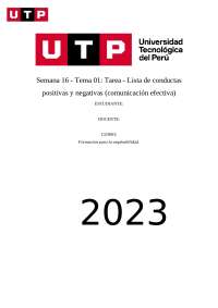 Tarea - Lista de conductas positivas y negativas (comunicación efectiva)