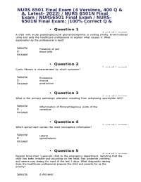NURS 6501 Final Exam (4 Versions, 400 Q & A, Latest-2022) NURS 6501N Final Exam NURS6501 F