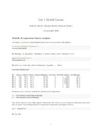 Modelli Lineari - Regressione Lineare Semplice - Prof. Montanari