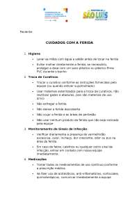 orientações com a ferida