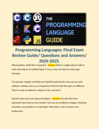 Programming Languages: Final Exam Review Guide