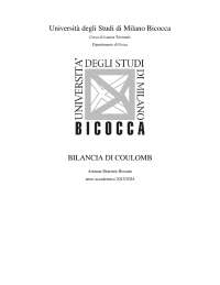 Relazione di laboratorio sulla bilancia di Coulomb Bicocca