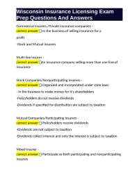 Wisconsin Insurance Licensing Exam Prep Questions And Answers