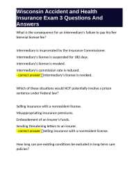 Wisconsin Accident and Health Insurance Exam 3 Questions And Answers
