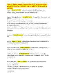 CAPITAL MARKETS EXAM QUESTIONS AND CORRECT VERIFIED ANSWERS UPDATE 2023/2024 TOP RANKED TO