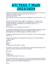 ATI TEAS 7 Math 2023/2024