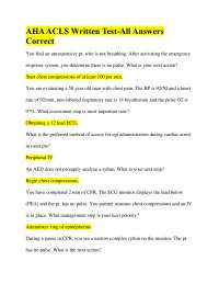 AHA ACLS Written Test-All Answers Correct