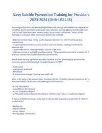 Navy Suicide Prevention Training for Providers 2023-2024 (DHA-US1146)