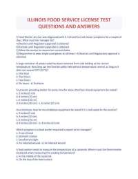 ILLINOIS FOOD SERVICE LICENSE TEST QUESTIONS AND ANSWERS
