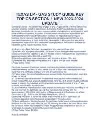 TEXAS LP - GAS STUDY GUIDE KEY TOPICS SECTION 1 NEW 2023-2024 UPDATE