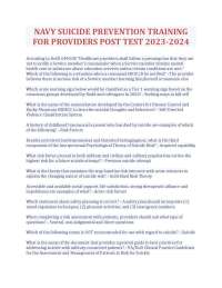 NAVY SUICIDE PREVENTION TRAINING FOR PROVIDERS POST TEST 2023-2024