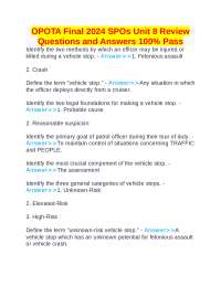 OPOTA Final 2024 SPOs Unit 8 Review Questions and Answers 100% Pass