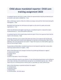 Child abuse mandated reporter Child care training assignment 2023
