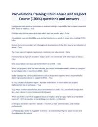 ProSolutions Training Child Abuse and Neglect Course (100%) questions and answers
