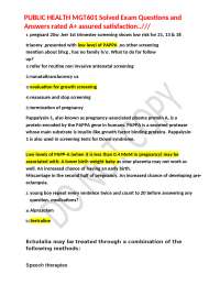 PUBLIC HEALTH MGT601 Solved Exam Questions and Answers rated A+ assured satisfaction..///