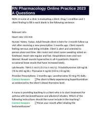 RN Pharmacology Online Practice 2023 A Questions