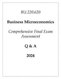 (JHU) BU.220.620 Business Microeconomics Comprehensive Final Exam Assessment Q & A 2024