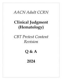Hematology Exam Questions and Answers