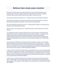 Referee Quiz study exam solution