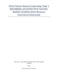 Becoming an Effective Values-Based Leader