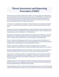 Threat Awareness and Reporting Procedure (TARP)