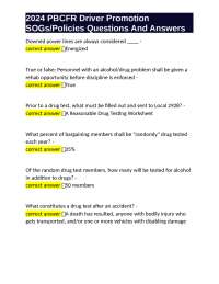 2024 PBCFR Driver Promotion SOGs/Policies Questions And Answers